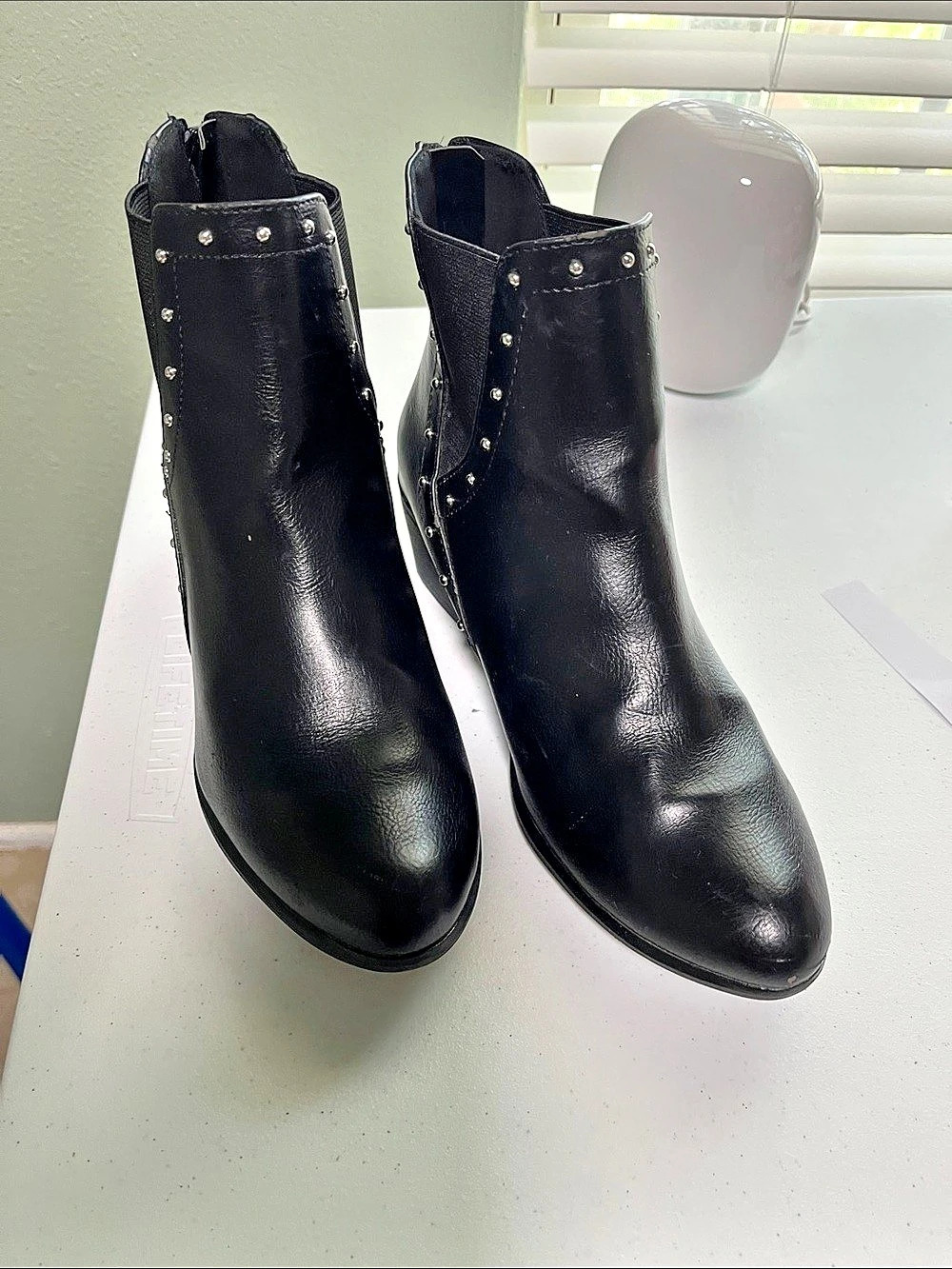 SM New York Studded Black Ankle Boots